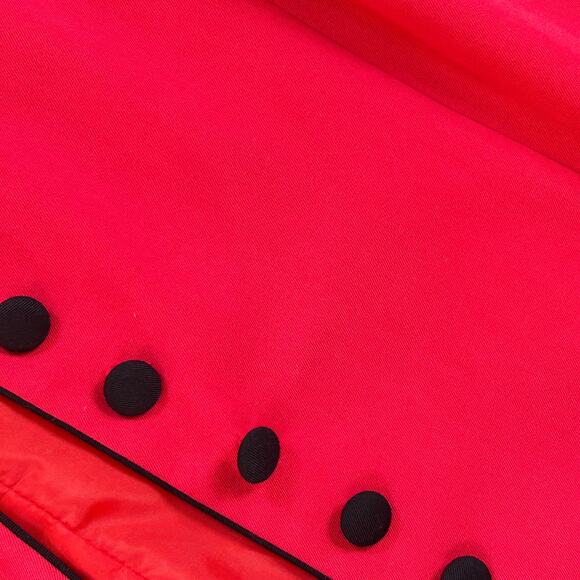 Vintage Eliane Red Button Front Coat Jacket Black Piping Bold Statement 90s - Picture 4 of 7